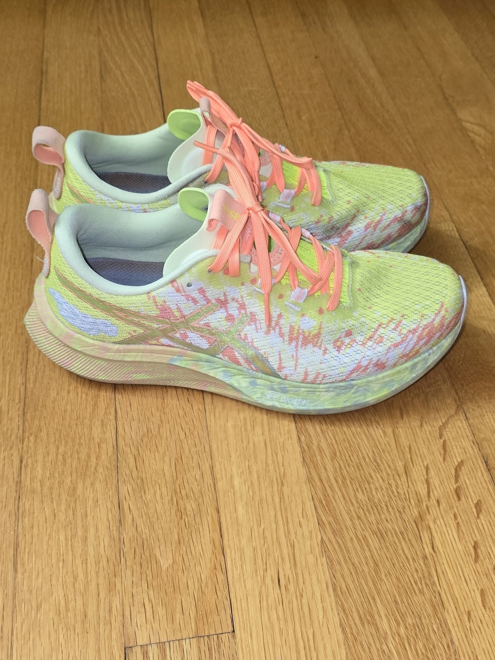 ASICS Women's Running Shoes in Neon Yellow with Coral Accents